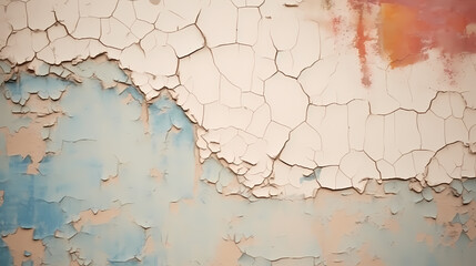 Old wall texture background, damaged cracked plaster and light paint