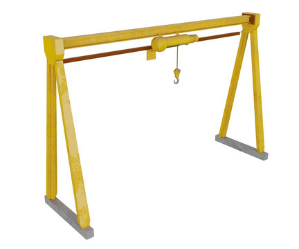 3d rendering industrial gantry crane isolated on transparent background