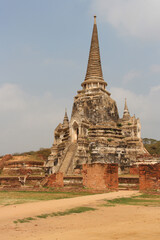 ruined buddhist temple (wat phra si sanphet) in ayutthaya in thailand