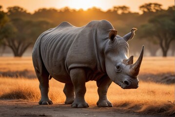 rhino in the wild - obrazy, fototapety, plakaty