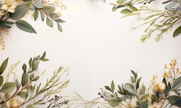 floral framing border mock-up invitation card elegant design