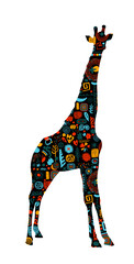 Fototapeta na wymiar Abstract silhouette of a giraffe. hand drawing. Not AI, Vector illustration