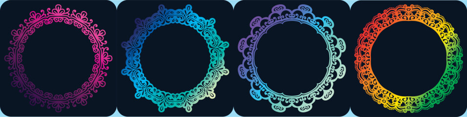 mandala coloring art circle elements, art frame, round art border design.