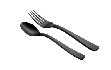 Two Forks and a Spoon. A photo depicting two forks and a spoon arranged. Isolated on a Transparent Background PNG.