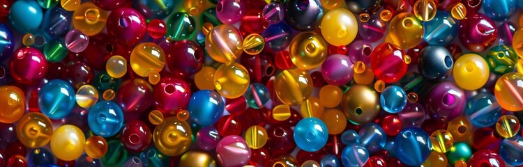 close up of multi color round beads for making jewelry  - obrazy, fototapety, plakaty