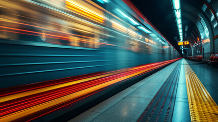 subway train station motion blur background
 - obrazy, fototapety, plakaty
