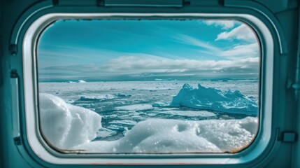 Fototapeta premium ice view from the window of ship