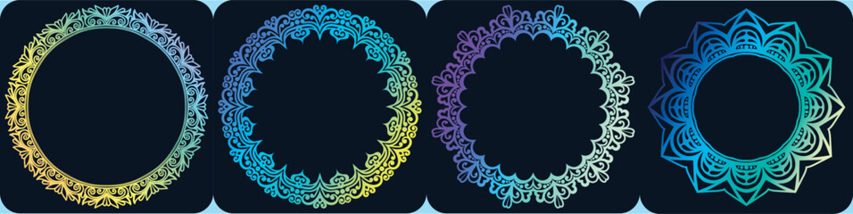 illustration mandala frame. decoration art frame design set.
