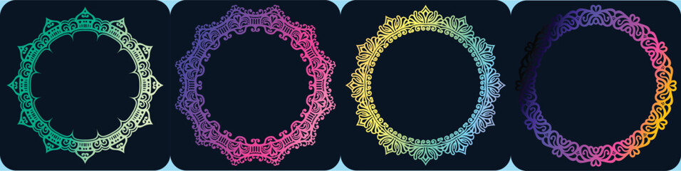 abstract floral frame. flower mandala circle elements.