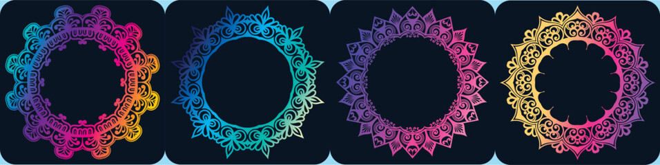mandala circle elements design set. art border design.