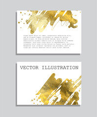 Gold foil abstract grunge banner. Texture, gold foil effect background vector illustration.