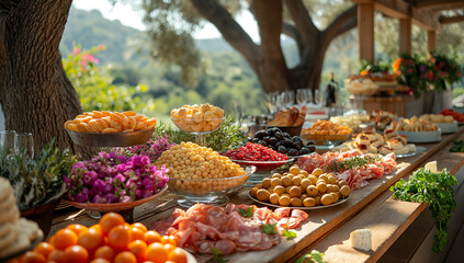 Appetizers table with differents antipasti.