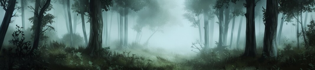 Fototapeta na wymiar the serene beauty of a misty forest