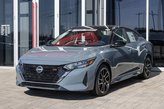Nissan Sentra 2.0 SR display at a dealership. Nissan also offers the Sentra in S and SV models. MY:2024