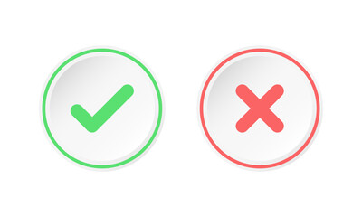 Green check mark and red cross mark icon