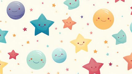 Cute stars doodle seamless pattern