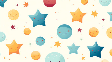 Cute stars doodle seamless pattern