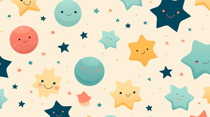 Cute stars doodle seamless pattern