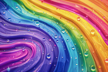 Craft an illustration that integrates the concept of rainbow and sweat exploring unique color combinations and textures for an eye catching result