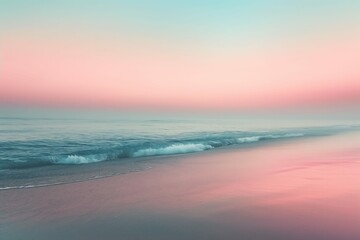 Fototapeta na wymiar Pastel Sunrise on Beach in Dreamlike Early Dawn Tones
