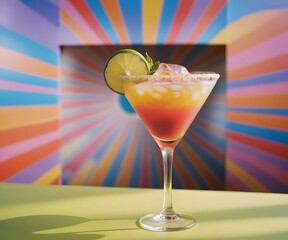 refreshing summer colorful cocktail drink advertisement menu banner, created using AI generative technology