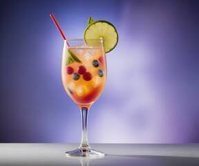 refreshing summer colorful cocktail drink advertisement menu banner, created using AI generative technology