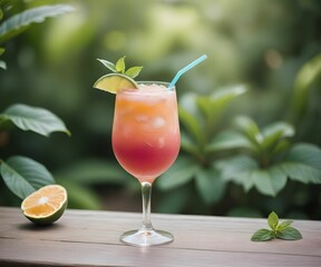 refreshing summer colorful cocktail drink advertisement menu banner, created using AI generative technology