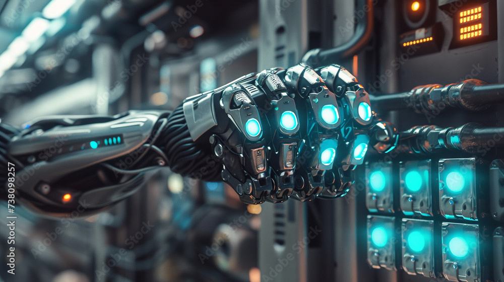 Poster design a unique and eye catching 3d render featuring high tech knuckles merged with a futuristic wea
