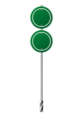 Green traffic sign. Road board text panel, mockup signage, direction highway city signpost location street way. Isolated information sign. Blank board with place for text. illustration