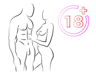 For adults only. Prohibition signs for persons under eighteen years of age.