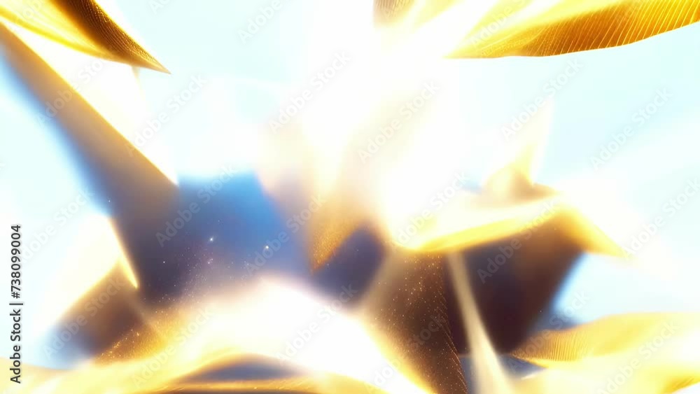 Poster Golden glow of cosmic dust on a plain background. Concept: template or screensaver with abstract visual effect