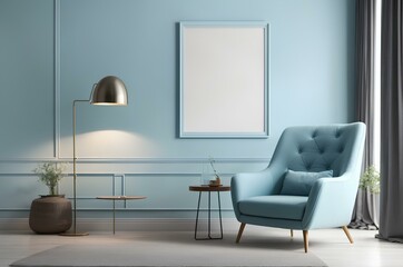 mockup frame in living room with armchairs. vertical frame mockup