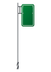 Green traffic sign. Road board text panel, mockup signage, direction highway city signpost location street way. Isolated information sign. Blank board with place for text. illustration