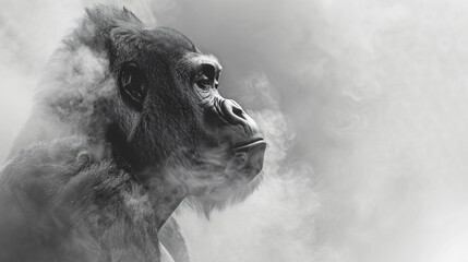 gorillas asiatic white gorilla, in the style of conceptual portraiture - obrazy, fototapety, plakaty