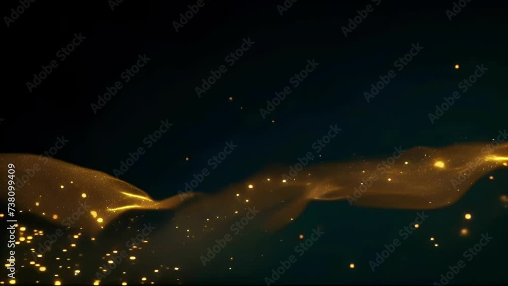 Poster golden glow of cosmic dust on a plain background. concept: template or screensaver with abstract vis