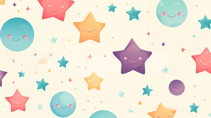 Cute planet star seamless pattern template