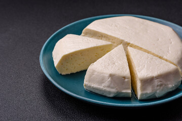 Delicious fresh white young cheese from cow's or sheep's milk