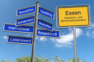 Fototapeta premium Werbetafel; Stadt Essen, Industrie- und Wirtschaftsstandort