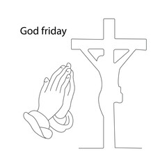 Jesus Christ sketch good Friday continuous single line outline vector
