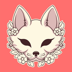 Japanese kitsune mask vector with monochrome colour