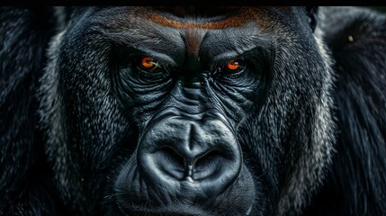Closeup portrait of angry silverback gorilla