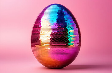 Easter banner. Easter eggs covered with a mirror mosaic of light tones in close-up. Illustration for banners, flyers, posters and printed products