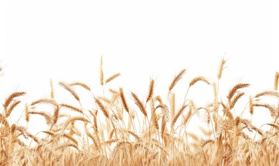 Horizontal wheat ears isolated on a white background with clipping path. Full Depth of field