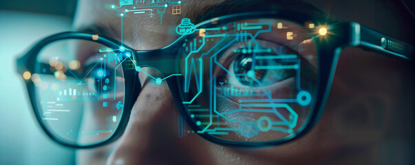 Digital Eye-wear Technology Concept