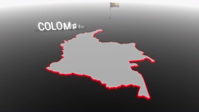 3d animated map of Colombia gets hit and fractured by the text “Recession”