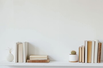 Neutral Tone Bookshelf Arrangement