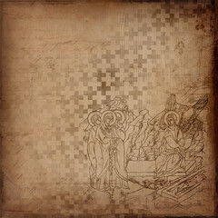 Obraz premium Orthodox religious aged background. Scrapbooking vintage paper in Byzantine style