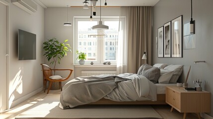 Modern Bedroom with Urban View