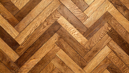 Closeup of a perfect herringbone wooden parquet. Texture and background, top view. Generative Ai.