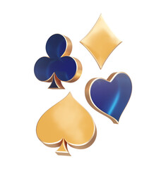 Set of poker card symbols 3d rendering illustration